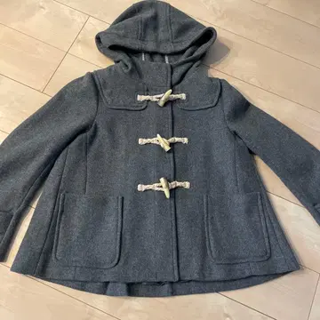 그레이 더플 코트 후드 부착 GU