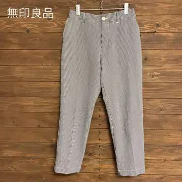 [ 무인양품 ] 깅엄 체크 패턴 캐주얼 팬츠 테이퍼드 S