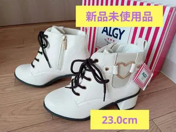 [ 미사용 새상품 ] ALGY 숏부츠 부티 화이트 하트 금장 장식 포함