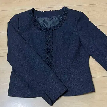 [ 익명 배송 ] 프릴 달린 다크 블루 재킷 세레모니 수트 트위드