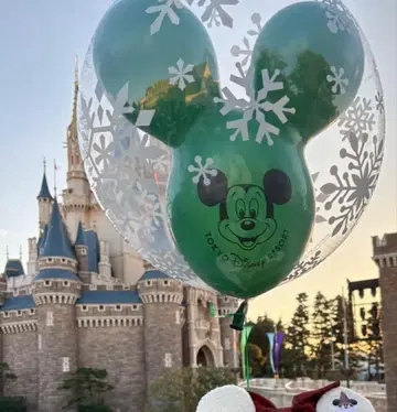 벌룬 풍선 미키 모양 디즈니 디즈니 리조트 크리스마스 그린