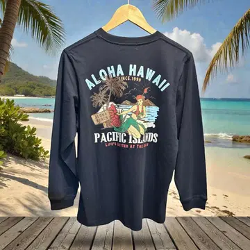 Hula Lani 하와이안 롱 슬리브 T셔츠 플라걸 여성용 M