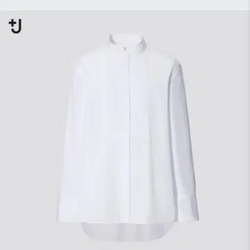 유니클로 +J 수피마 코튼 턱 셔츠 화이트 새상품 L 사이즈