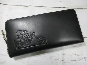 새상품 지갑 남성용 장지갑 라운드 천연 가죽 스누피 라이더 블랙!