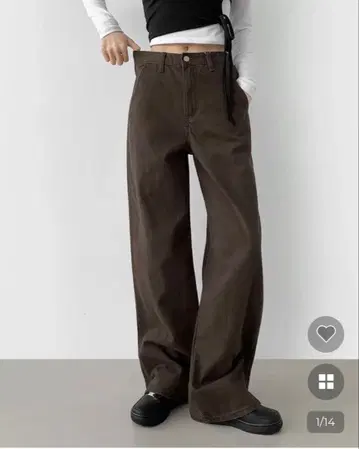 여성용 슬릿 와이드 피치 치노 팬츠