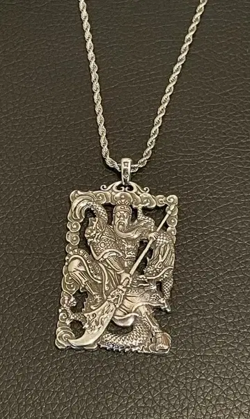 실버 S925 관우 무장 드래곤 목걸이