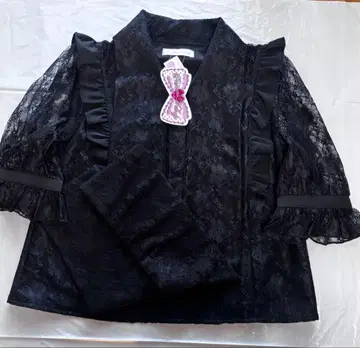 MARS 블랙 프릴 레이스 반팔 상의