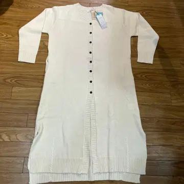 CALINER 아이보리 버튼 달린 롱 가디건 M