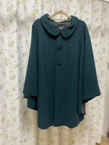 케이프 코트 판초 코트 일본 의류 코트 그린