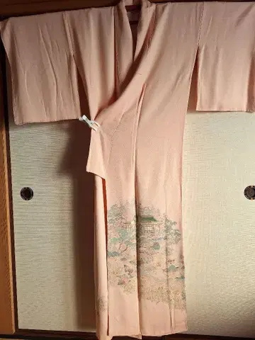 핑크 풍경화 자수 호몬기