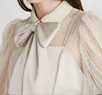 FURFUR 퍼프 슬리브 보타이 콤비 드레스 핑크