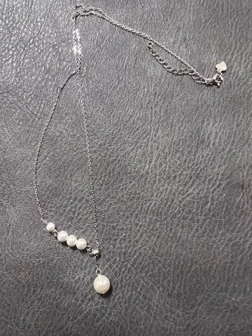실버 925 펄 장식 목걸이