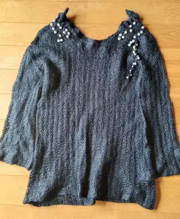 스나오 쿠와하라 모헤어 니트 펄 장식