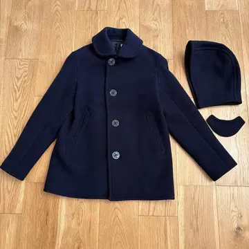 오르치발 피 코트 울 싱글 버튼 네이비