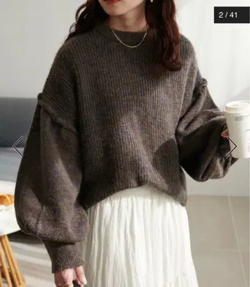 [ 새상품 ] discoat 소매 개더 볼륨 풀오버 브라운 M 니트
