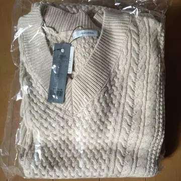 JEANASIS 베이지 V넥 니트 원피스