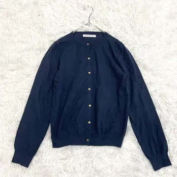 어반 리서치 니트 가디건 실크 혼방 크루넥 네이비 깔끔한