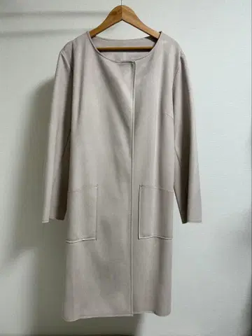 핑크 베이지 노카라 자켓 허리 리본 포함