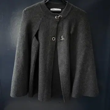 울 혼방 다크 그레이 니트 판초