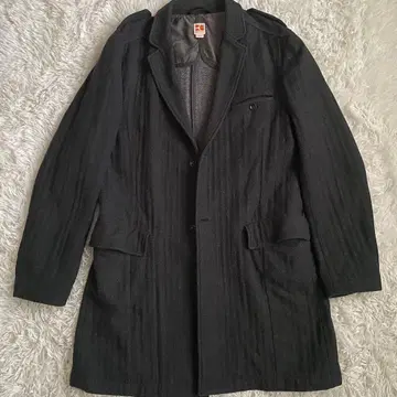 BOSS ORANGE 롱 코트 스트라이프 그레이 비스코스 아우터