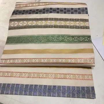 순수 실크 직조 나고야 오비 스트라이프 디자인