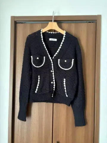 코코딜 페더MIX 패턴 편직 포켓 가디건