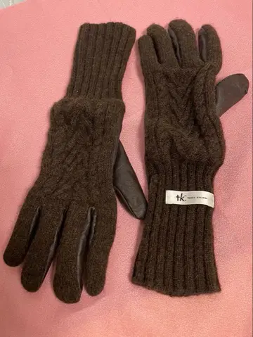 다크 브라운 울 가죽 장갑