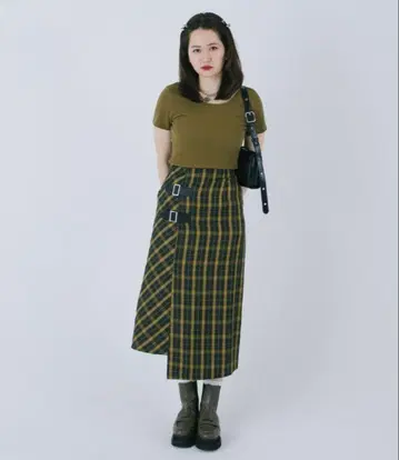 TINA:JOJUN 랩 스타일 체크 무늬 스커트