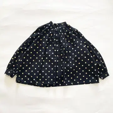 SOIL | 도트 프린트 코튼 밴드 카라 개더 셔츠