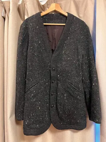 노칼라 울 테일러드 자켓