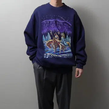 1990's MadeinUSA Printed Sweat Shirt