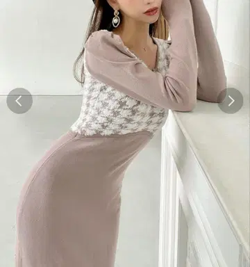 RESEXXY 하운드 투스 머메이드 니트 원피스