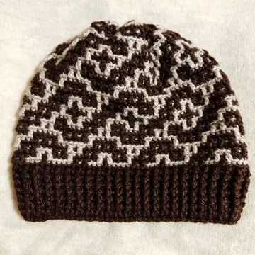 비니 41 니트 모자 꽃 손뜨개질 핸드메이드 모자 브라운 베이지