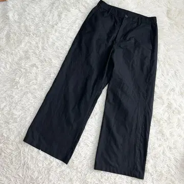 와이드 팬츠 얇은 소재 심플 무지 봄/여름 스트레이트 블랙 ( S )