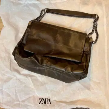 ZARA 브라운 플랩 락카 숄더백