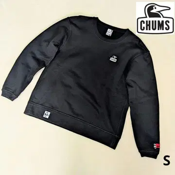 CHUMS 참스 맨투맨 속기모 블랙 thank you 자수 S