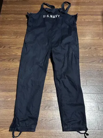 U.S. NAVY 블랙 오버롤 M 데크 팬츠 후크 밀리터리 팬츠