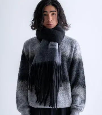 캐시미어 블렌드 그라데이션 머플러 블랙 sinss