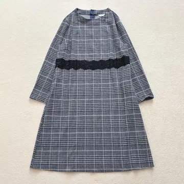 파트 2 시마다 준코 허리 레이스 체크 무늬 원피스 15호 2XL