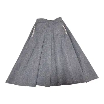 Deux Amour 사이드 펄 디자인 본딩 플레어 롱 스커트