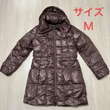 브라운 후드 부착 퀼팅 다운 자켓