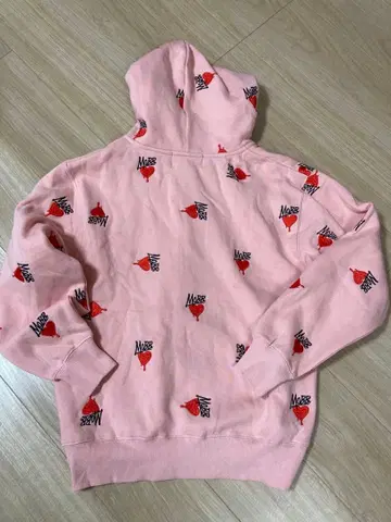 MOBB 핑크 집업 후드티 L 하트 자수