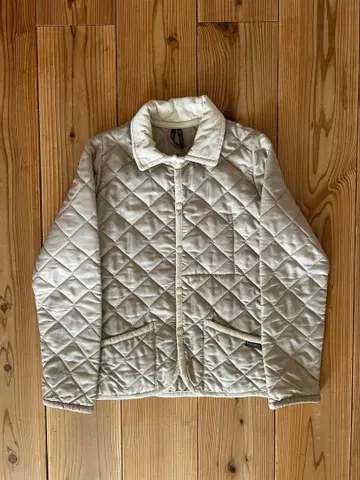 베이지 퀼팅 자켓 코듀로이 옷깃