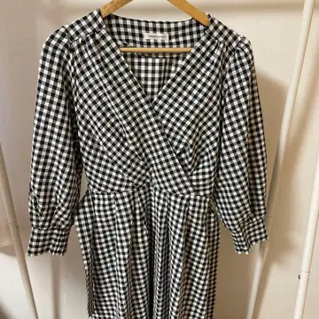 natural couture 깅엄 체크 랩 드레스