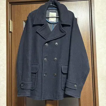 ikka 네이비 더블 브레스트 울 코트 X-LARGE