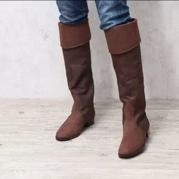 SHOE GALLERY OTA 콤비 롱 부츠 브라운