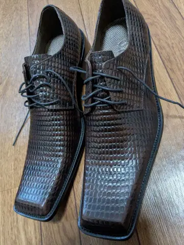 고급 브라운 가죽 악어 무늬 비즈니스 슈즈