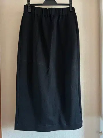 PLAIN PEOPLE 롱 타이트 스커트 블랙 두꺼운 원단