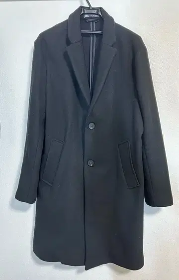 ZARA 자라 블랙 울 혼방 체스터 코트