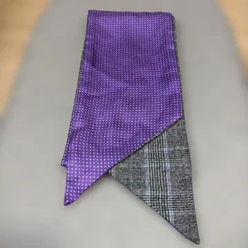 [거의 미사용] 일본제 FAIRFAX 리버서블 스톨 글렌체크 퍼플